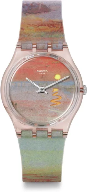 Swatch Unisex Casual Bioceramic Watch Pink Art Journey Turner's Scarlet Sunset