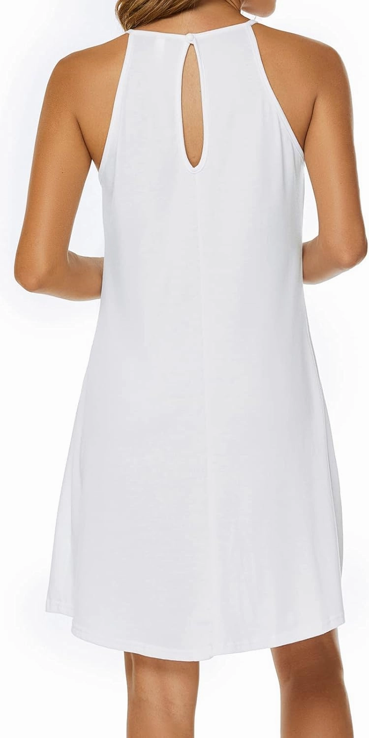 Sweetnight Halter Dresses for Women Summer Spaghetti Strap Beach Flowy Short Sundresses