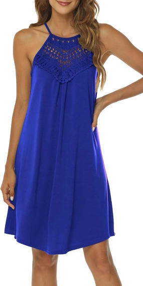 Sweetnight Halter Dresses for Women Summer Spaghetti Strap Beach Flowy Short Sundresses