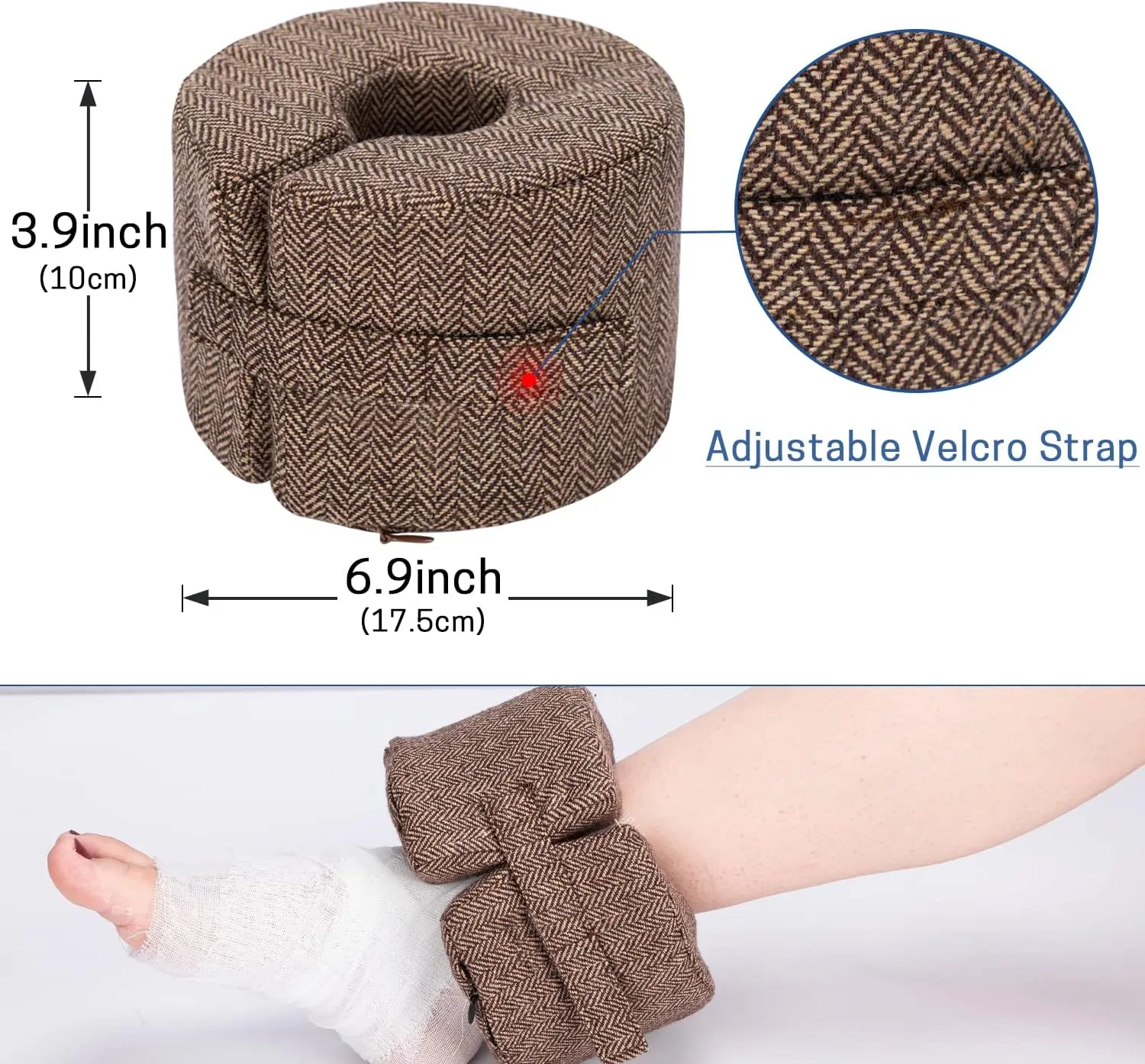 SWISSELITE Foot Support Pillow Ankle Protector Cushion Anti-Bedsore Zipper Removable Cover Foot Elevation Pillow Wedge Sleeping Rest Foot Stabilizer-Nursing Cushion for Heel Protection