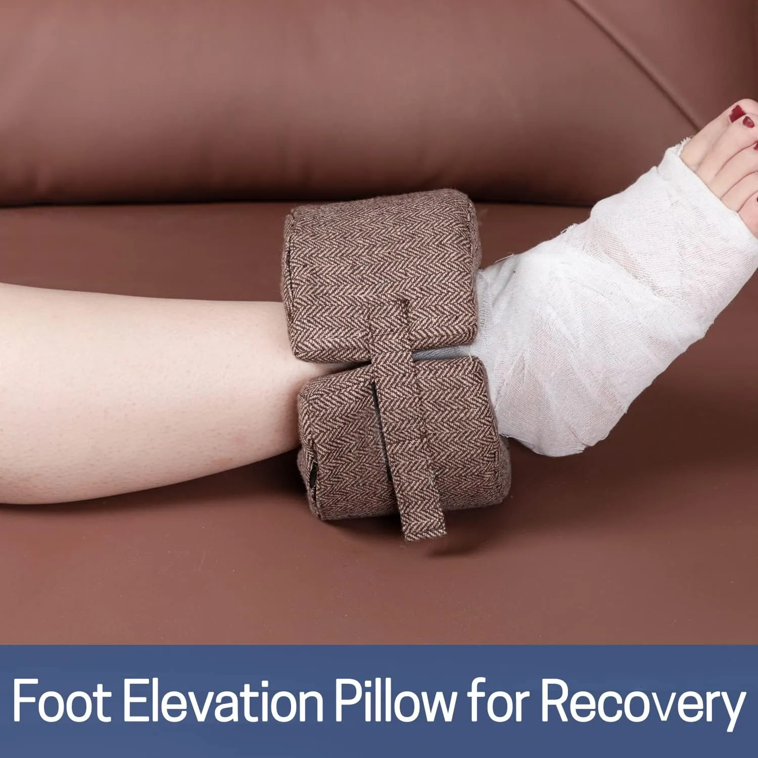 SWISSELITE Foot Support Pillow Ankle Protector Cushion Anti-Bedsore Zipper Removable Cover Foot Elevation Pillow Wedge Sleeping Rest Foot Stabilizer-Nursing Cushion for Heel Protection