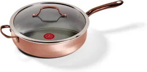 T-Fal Preserve Ceramic, Ceramic Non Stick Jumbo Cooker w/Lid & Handle, 5 Quart, Oven Broiler Safe 350F, Easy Food Release, Saute Pan, Deep Frying Pan, Kitchen, Cookware, Pots and Pans, Rose Gold