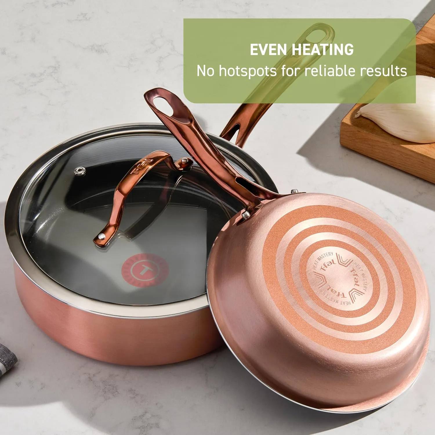 T-Fal Preserve Ceramic, Ceramic Non Stick Jumbo Cooker w/Lid & Handle, 5 Quart, Oven Broiler Safe 350F, Easy Food Release, Saute Pan, Deep Frying Pan, Kitchen, Cookware, Pots and Pans, Rose Gold