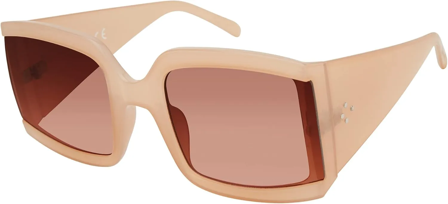 TAHARI Women's Square-Oversized Sunglasses, Nude, 60 mm