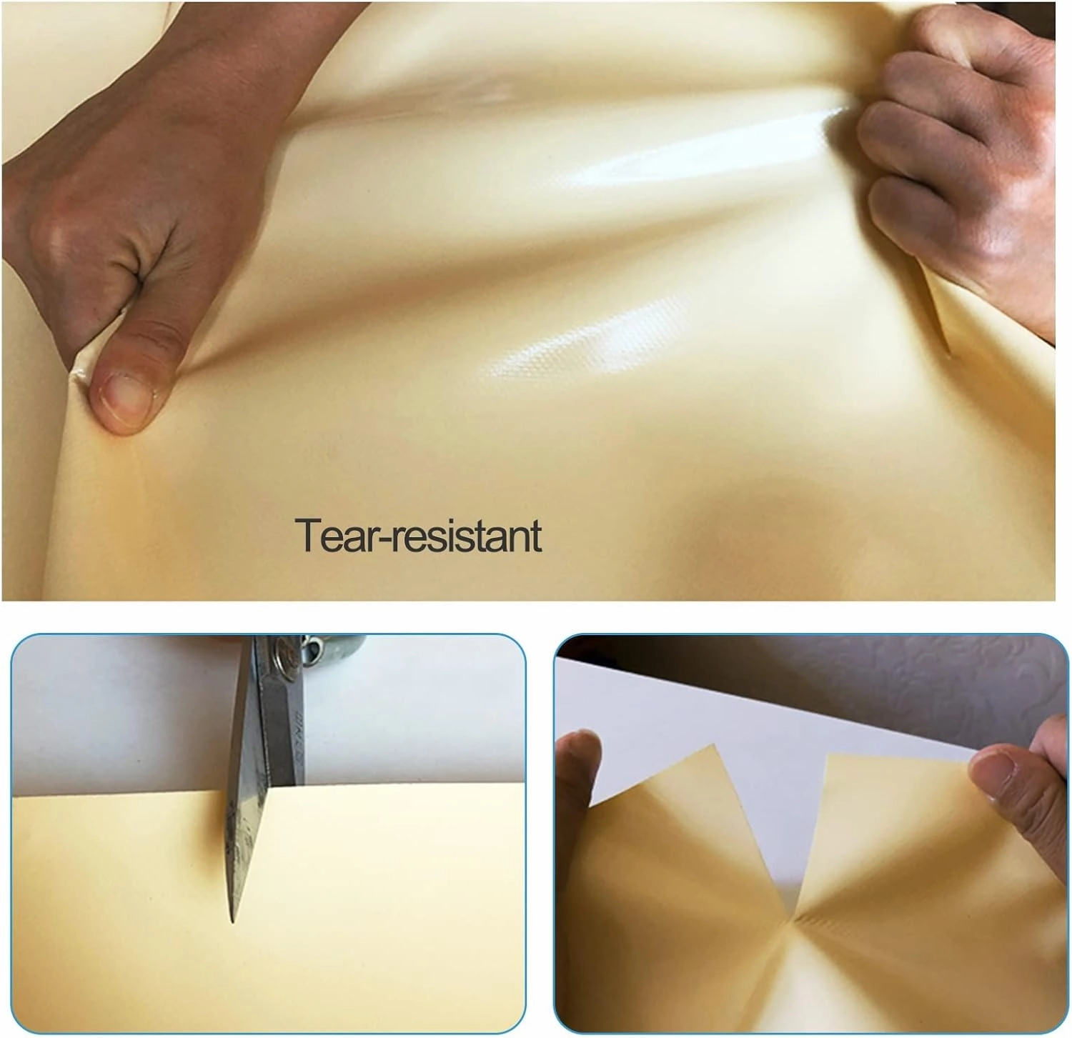 Tarpaulin 2x6m/3x3m/4x6m Waterproof Heavy Duty 500g/㎡ PVC Tarp Sheet Cover for Garden Furniture, Hutch, Trampoline, Wood, Car,Camping or Gardening Canopy Tent, Beige(1x2m)