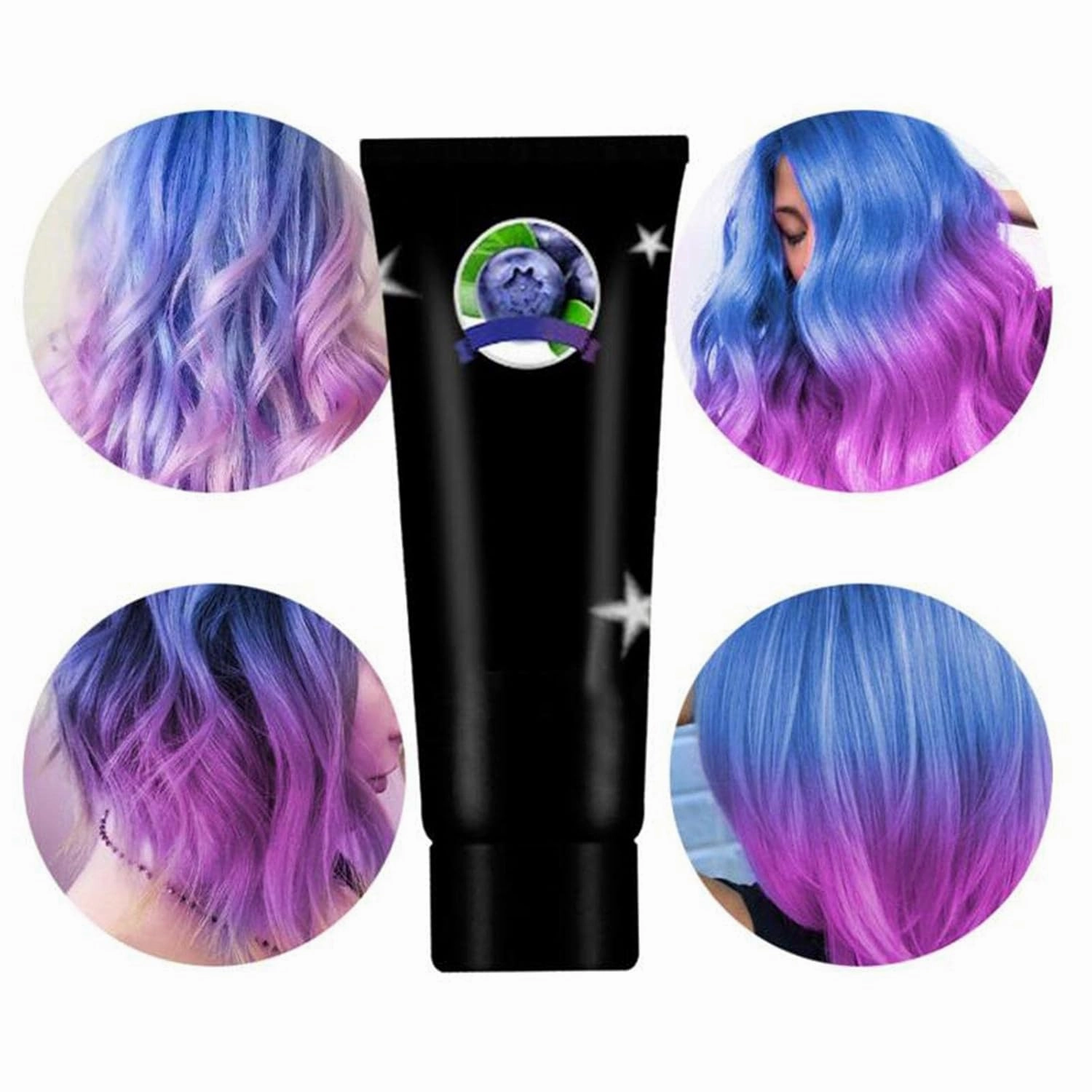 Temperature-Sensitive Hair Color Dye Wax for Unisex Cosplay Halloween - Semi Permanent Color with Brazilian Argan Oil and Keratin Extract - 4 Vibrant Colors - - Blue Pink