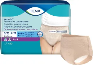 TENA ProSkin Protective Incontinence Underwear for Women, Moderate Absorbency, Small/Medium, 20 Count