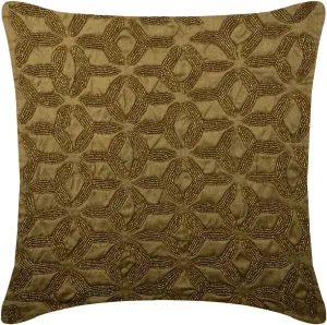 The HomeCentric Cushion Covers, Gold Pillow Cover, Metallic Lattice Trellis Pillow Cover, 14x14 inch (35x35 cm) Pillow Cover, Square Silk Pillowcase, Geometric Art Easter - Gold Trinity