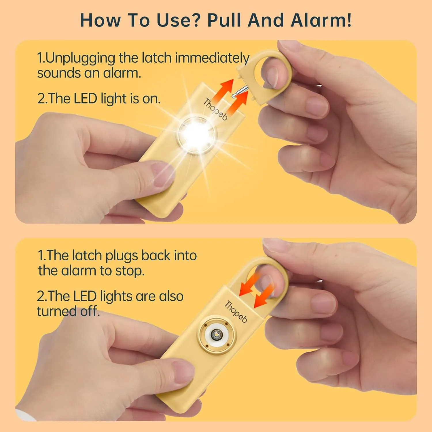The Original Personal Safety Alarm for Womenn by Women– Loud Siren Birdie Sound, Strobe SOS LED Light, Be Safe with Personal Alarm– Self Defense Keychain for College Essentials (Metallic Gold)