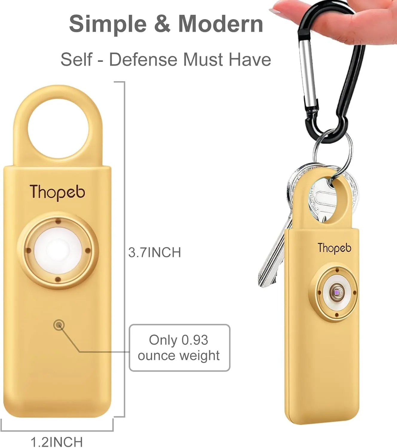 The Original Personal Safety Alarm for Womenn by Women– Loud Siren Birdie Sound, Strobe SOS LED Light, Be Safe with Personal Alarm– Self Defense Keychain for College Essentials (Metallic Gold)