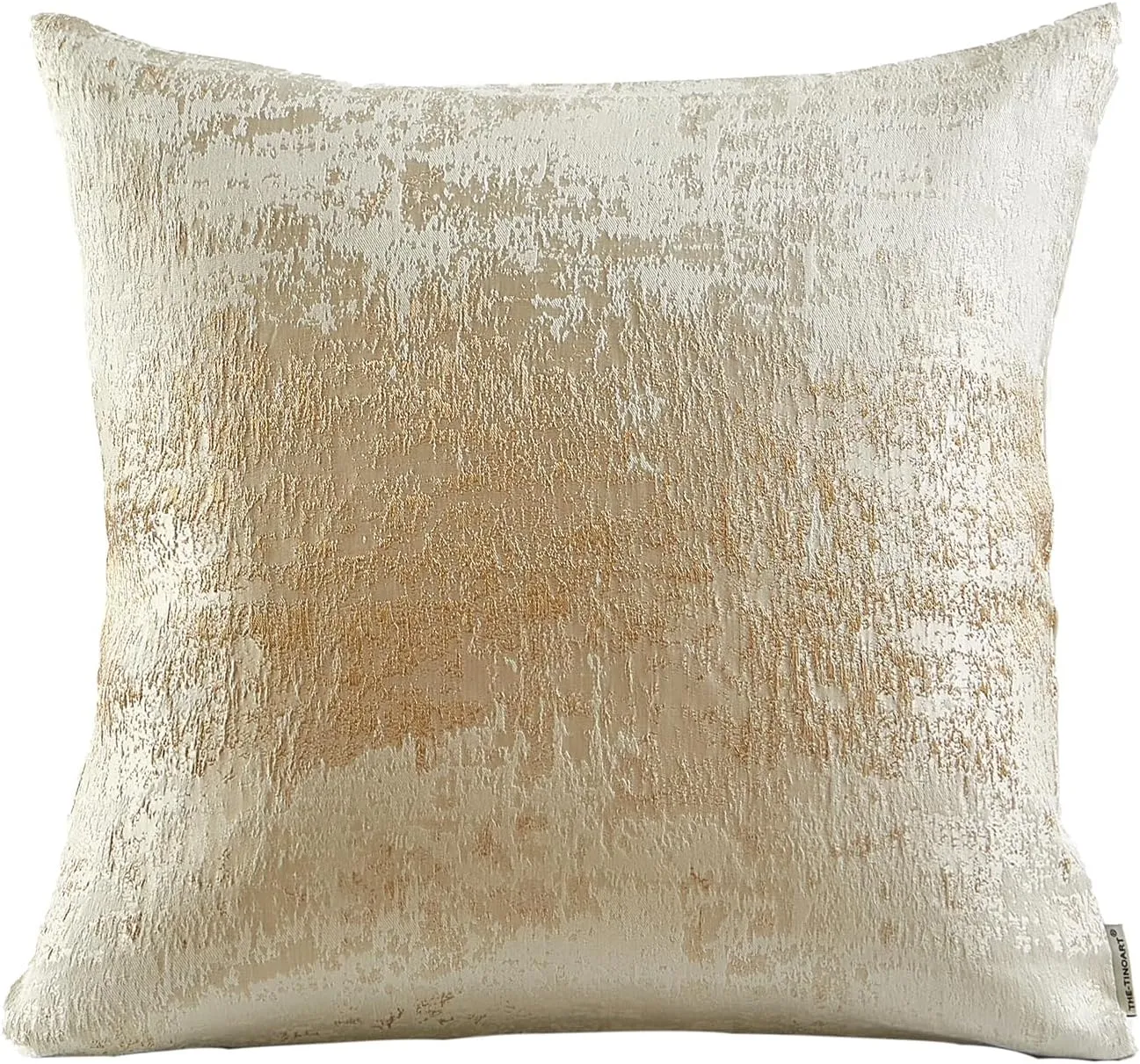THE-TINOART Cream Pillow Covers Gold Splashed Throw Pillow Covers Reversed Soft Velvet Beige Gold Square Cushion Cover Pillow Cover for Couch Bed and Chair Cream Beige 18 x 18 inches 1Piece