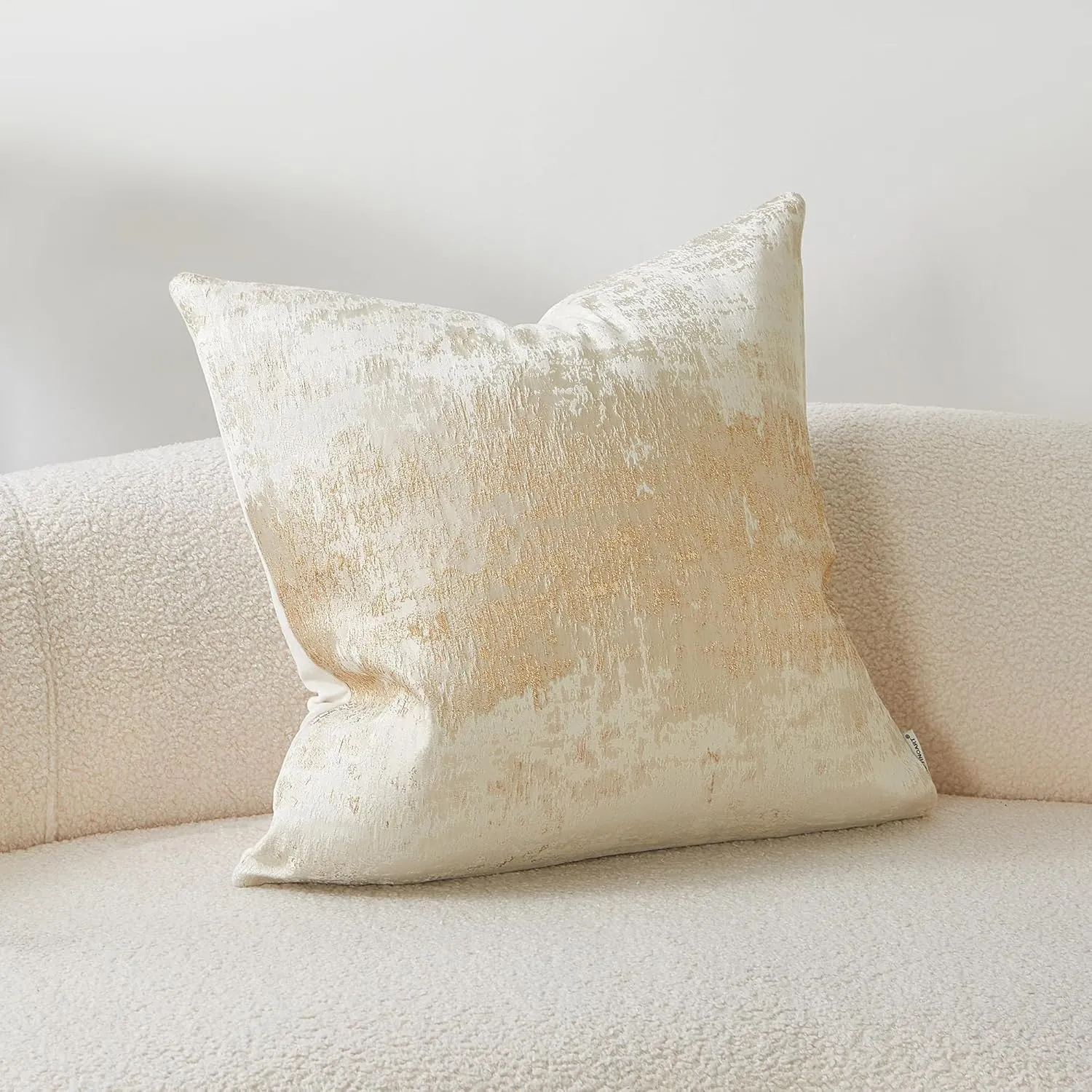 THE-TINOART Cream Pillow Covers Gold Splashed Throw Pillow Covers Reversed Soft Velvet Beige Gold Square Cushion Cover Pillow Cover for Couch Bed and Chair Cream Beige 18 x 18 inches 1Piece