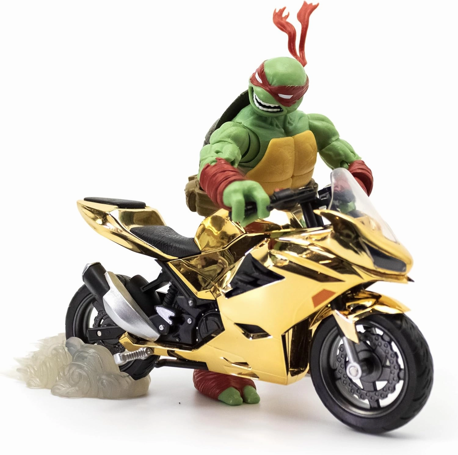 The Loyal Subjects Teenage Mutant Ninja Turtles BST AXN Raphael 5-inch Action Figure with Metallic Gold Motorcycle Set - 2023 Limited Edition SDCC Exclusive
