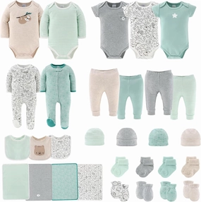 The Peanutshell Baby Layette Gift Set for Baby Boys or Girls - 30 Piece New Born Baby Unisex Gift Set, Baby Clothes & Newborn Essentials Must Haves - Newborn Baby Clothes 0-3 Months - Restful Basics