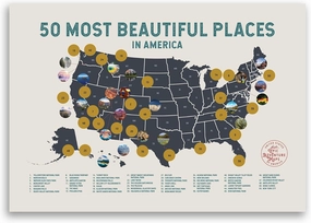 The United States' Most Beautiful Places - Scratch off Poster of the USA - US Wall Art, Mark Your Adventures - Travel Gift for Travelers, Beige, 36 x 24 Inches