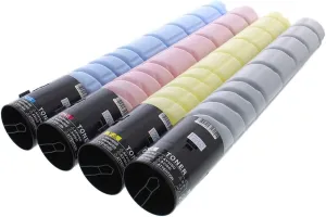 TN216K, TN216Y, TN216C, TN216M 4-Pack Black, Cyan, Magenta, Yellow Toner Cartridge Compatible with Konica Minolta ADC288/ADC368 & Bizhub C220/C280/C360 Series