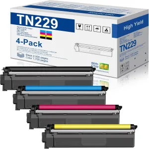 TN229 Toner Cartridges High Yield Replacement for Brother TN229 TN-229 Toner Cartridge use to MFC-L3780CDW HL-L3280CDW MFC-L3720CDW MFC-L3765CDW Printer (TN229bk/c/m/y-4 Pack)