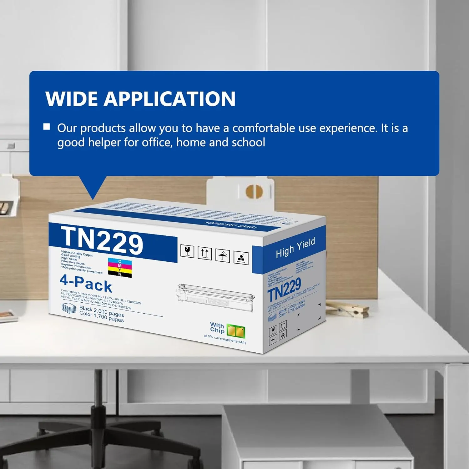 TN229 Toner Cartridges High Yield Replacement for Brother TN229 TN-229 Toner Cartridge use to MFC-L3780CDW HL-L3280CDW MFC-L3720CDW MFC-L3765CDW Printer (TN229bk/c/m/y-4 Pack)