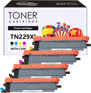TN229XL TN229 Toner Cartridges 4 Pack for Brother TN229XL TN-229XL TN229 XL to use with MFC-L3780CDW MFC-L3720CDW HL-L3280CDW HL-L3220CDW MFC-L3765CDW HL-L3300CDW HL-L3295CDW Printer(B/C/M/Y)