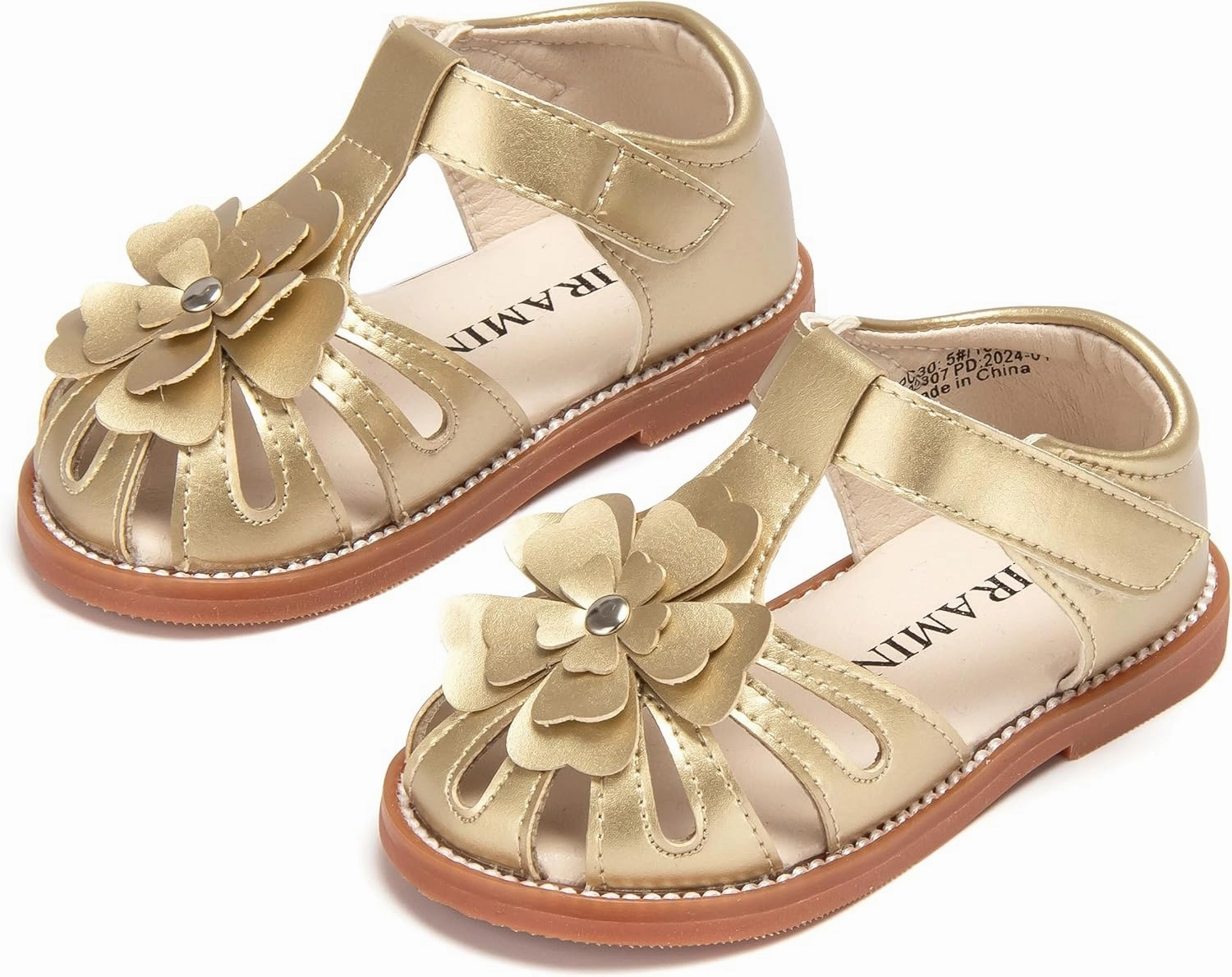 Toddler Little Girl Summer Sandals - Flower Girl Close Toe Dress Shoes Flats Wedding Princess