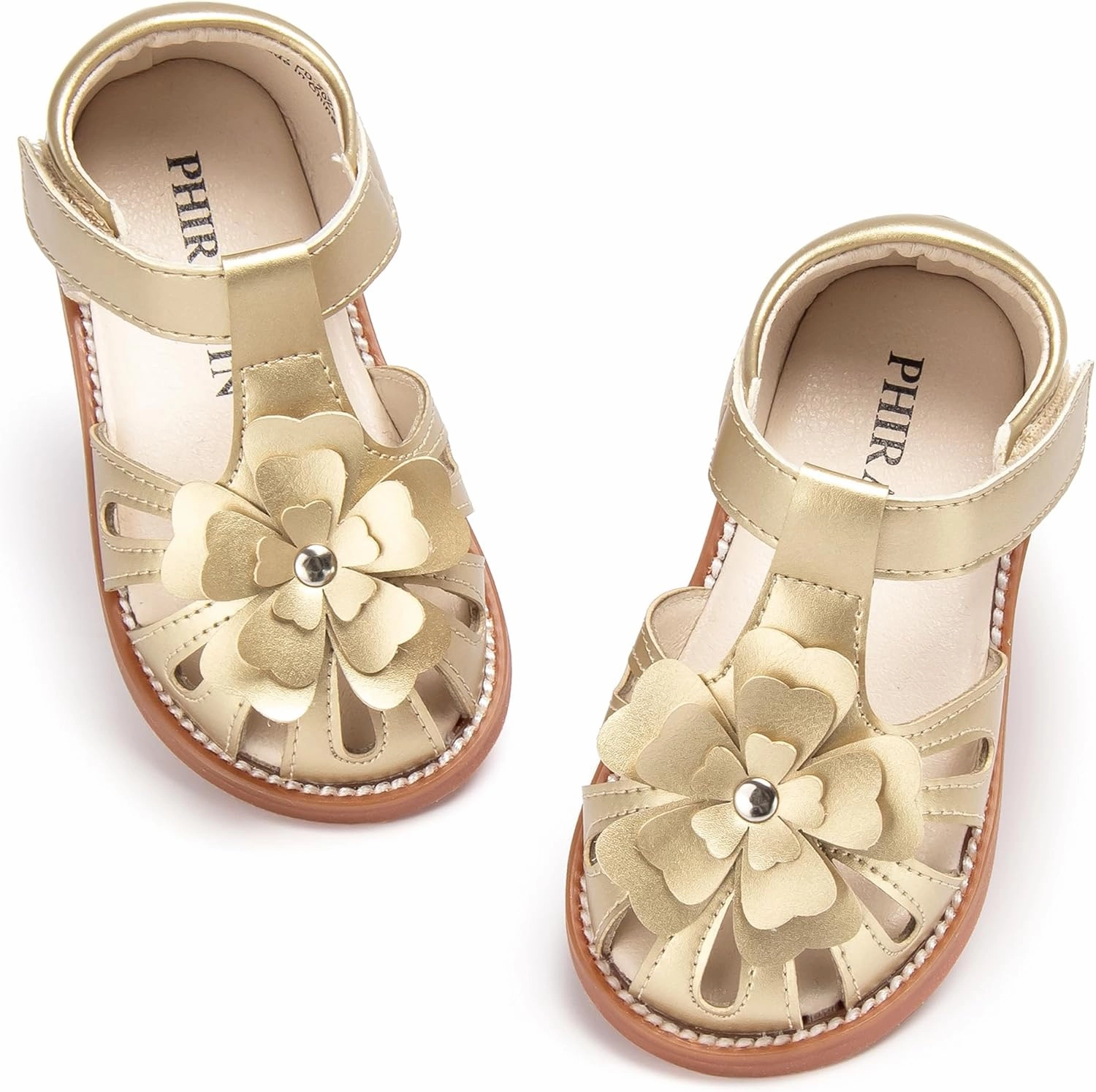 Toddler Little Girl Summer Sandals - Flower Girl Close Toe Dress Shoes Flats Wedding Princess