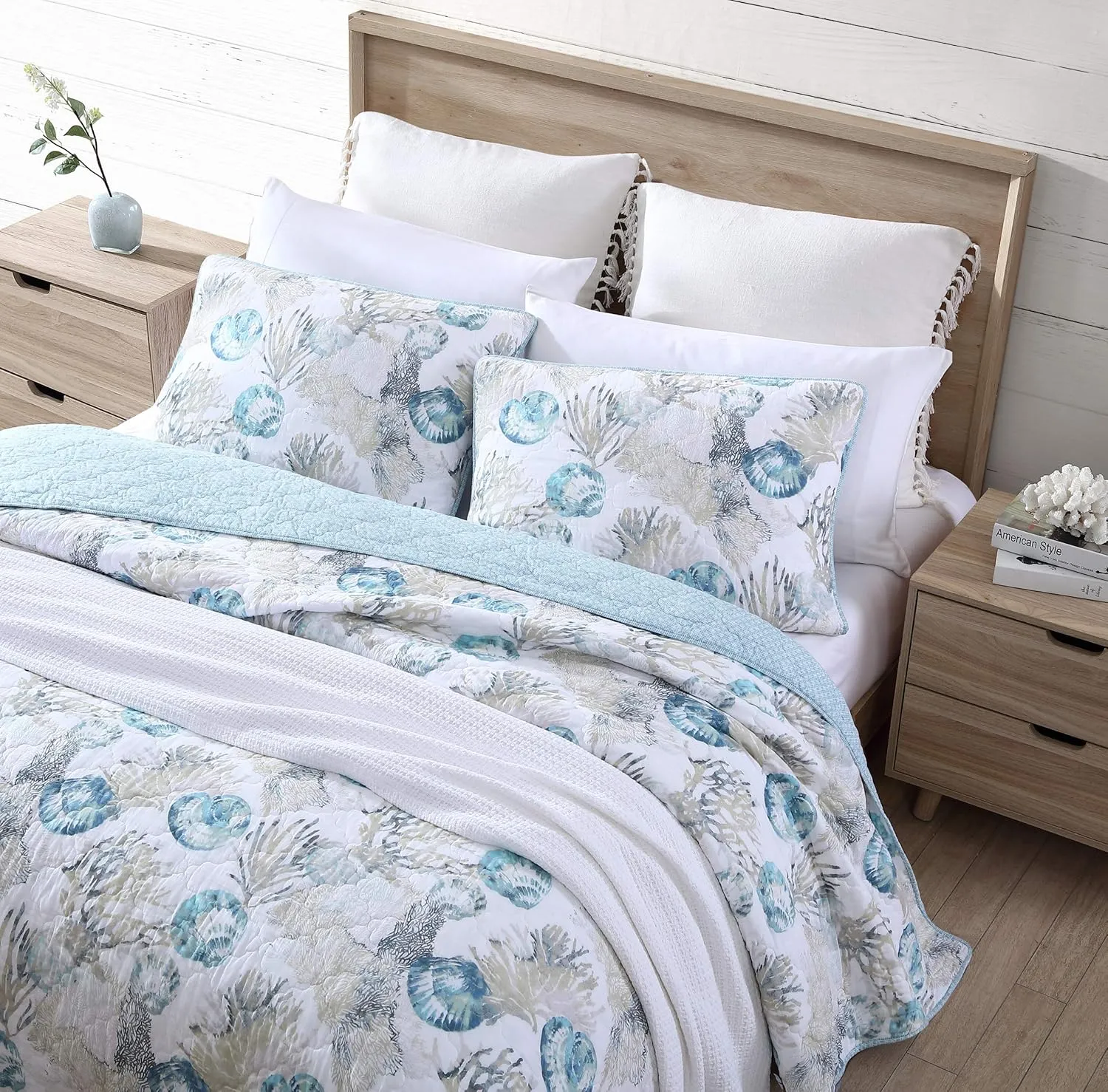 Tommy Bahama - King Quilt Set, Reversible Cotton Bedding with Matching Shams, Super Soft Bedding Set (Freeport Blue, King)