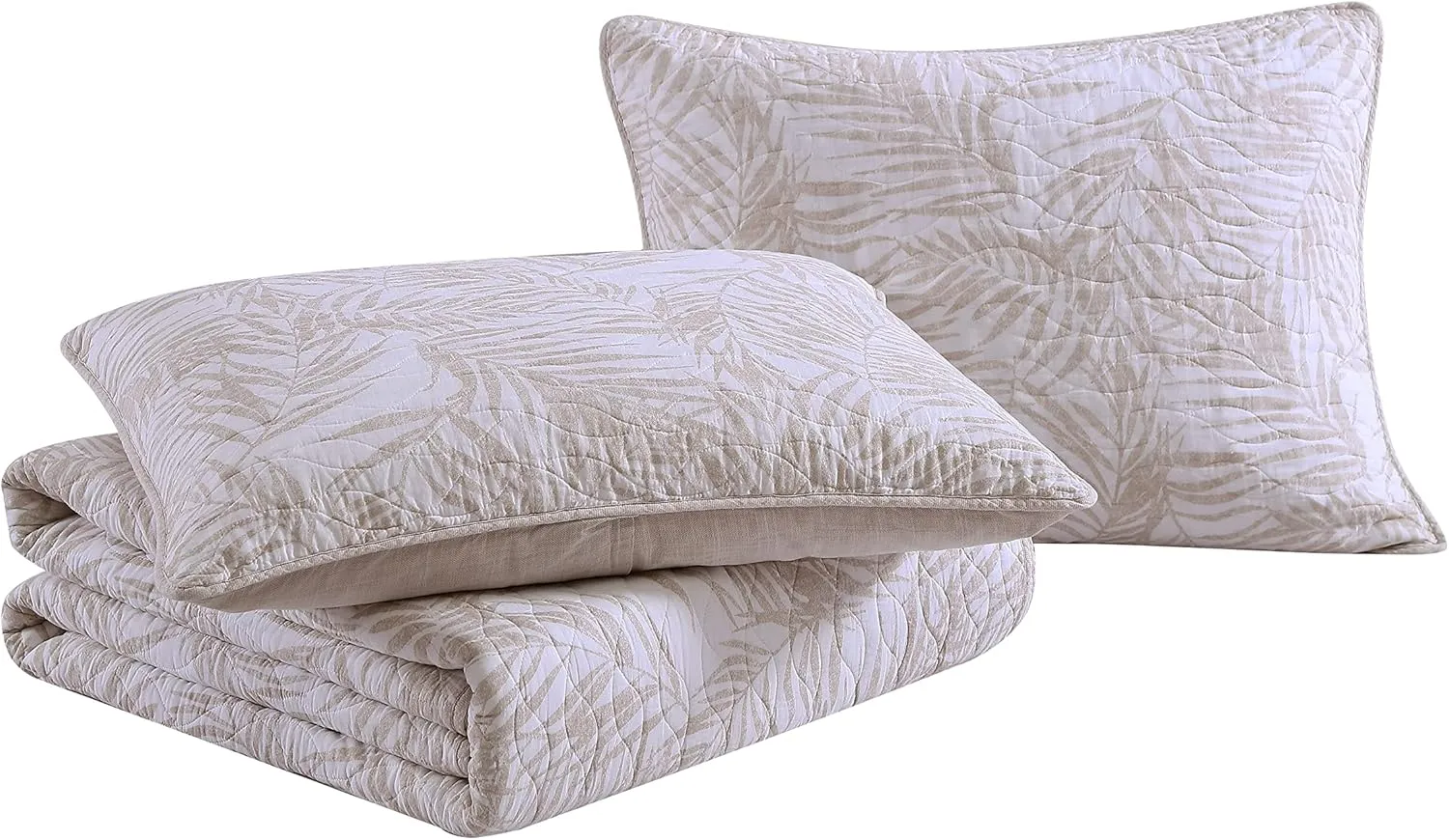Tommy Bahama - King Quilt Set, Reversible Cotton Bedding with Matching Shams, Tropical Super Soft Bedding Set (Palmday Beige, King)