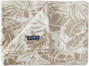 Tommy Bahama - Throw Blanket, Plush Fleece Bedding, Tropical Bedding Set for Bed or Couch (Costa Blanca Beige, 50" x 70")