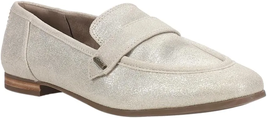 TOMS Womens Lynette Suede Loafer Flats Casual - Silver
