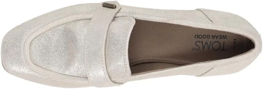 TOMS Womens Lynette Suede Loafer Flats Casual - Silver