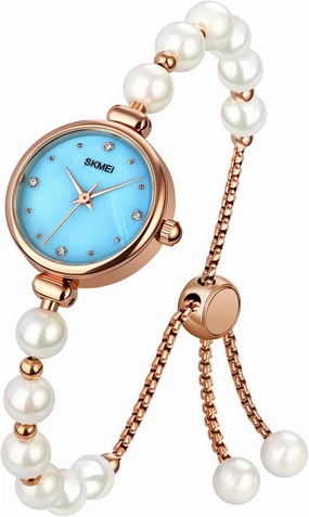 Tonnier Watches Women Analog Quartz Watch Mosaic with Diamonds Bracelet Dress Watch for Female Waterproof Wristwatch with Rose Gold Bracelet