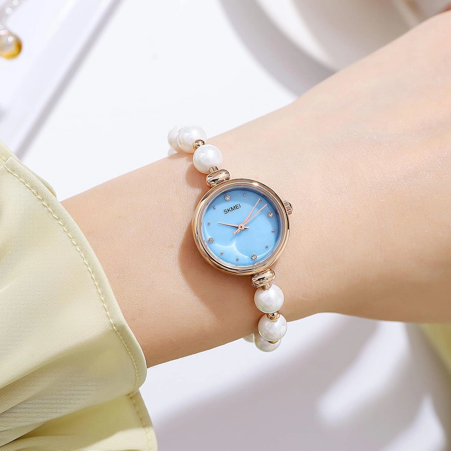 Tonnier Watches Women Analog Quartz Watch Mosaic with Diamonds Bracelet Dress Watch for Female Waterproof Wristwatch with Rose Gold Bracelet