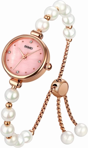 Tonnier Watches Women Analog Quartz Watch Mosaic with Diamonds Bracelet Dress Watch for Female Waterproof Wristwatch with Rose Gold Bracelet