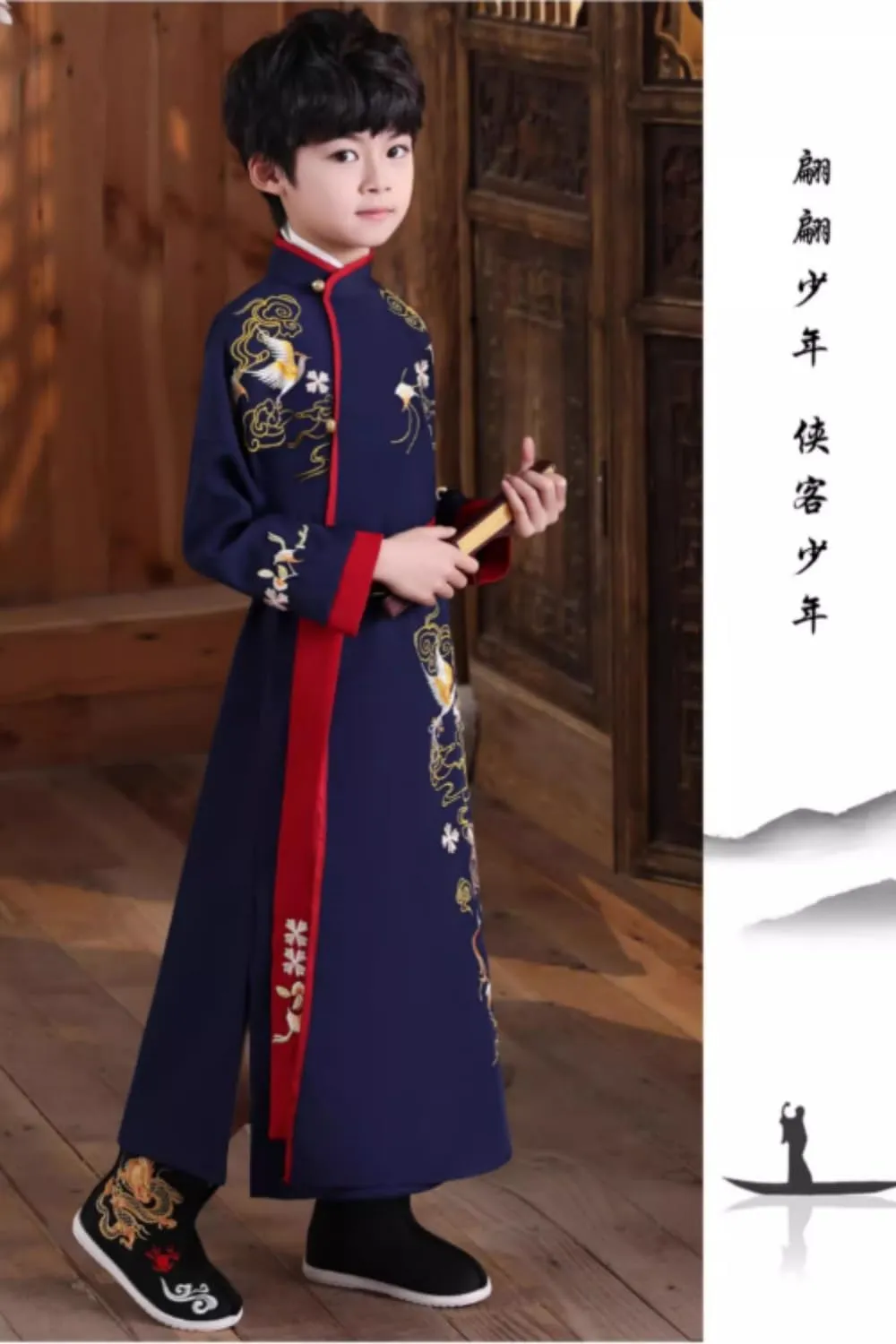 Traditional Chinese Hanfu for Kids, Ancient Costume with Embroidery, Sizes 110-170