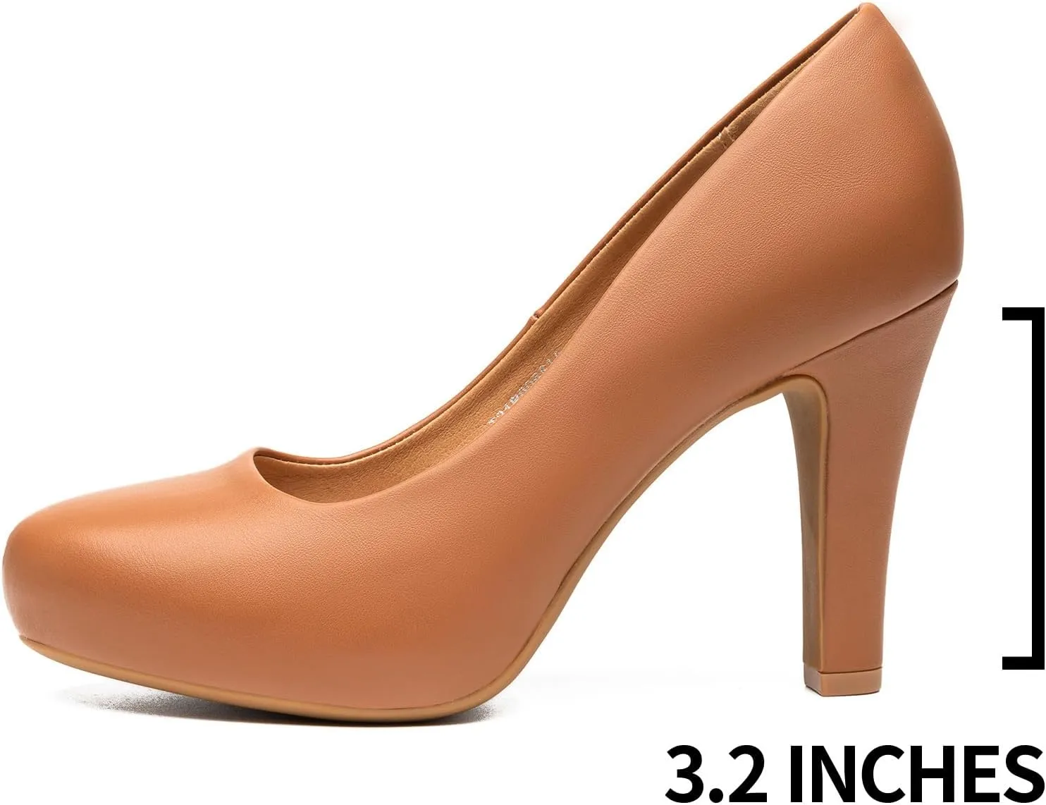 Trary Women's Heels for Women, Black Heels White Heels Brown Heels Nude Heels, Low Platform Heels, IN3.2 High Heel Closed Round Toe Pumps Dress Office Wedding Shoes for Women