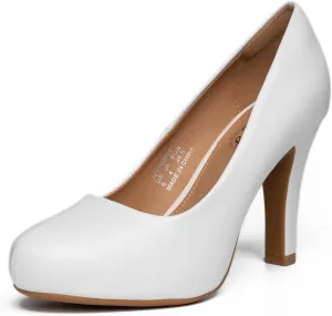 Trary Women's Heels for Women, Black Heels White Heels Brown Heels Nude Heels, Low Platform Heels, IN3.2 High Heel Closed Round Toe Pumps Dress Office Wedding Shoes for Women