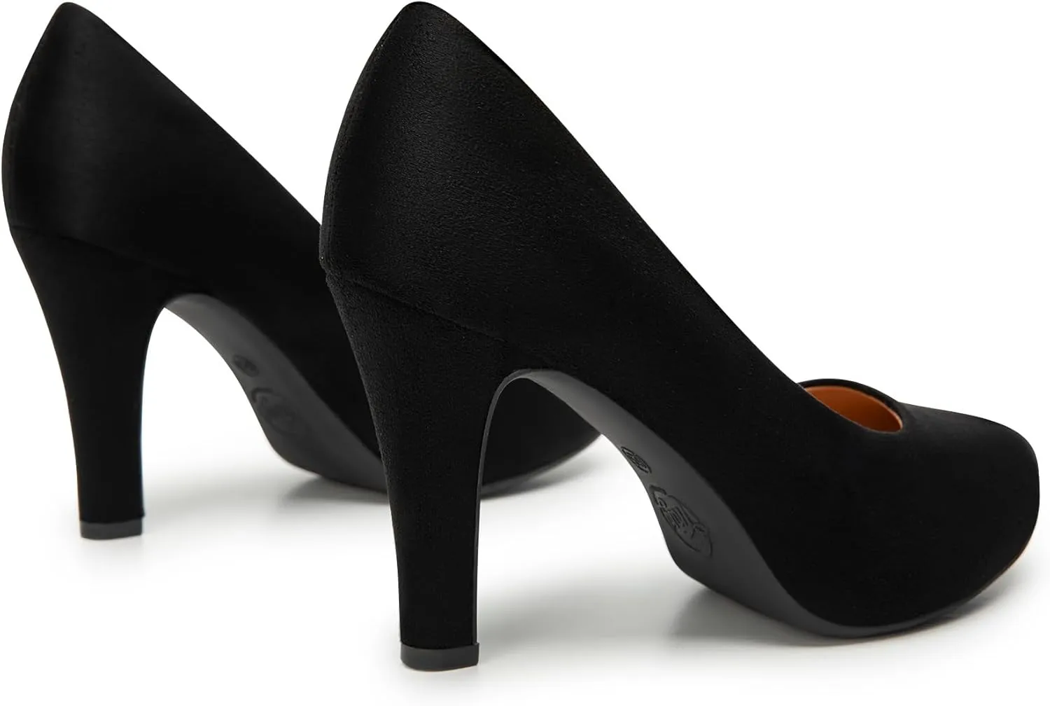 Trary Women's Heels for Women, Black Heels White Heels Brown Heels Nude Heels, Low Platform Heels, IN3.2 High Heel Closed Round Toe Pumps Dress Office Wedding Shoes for Women