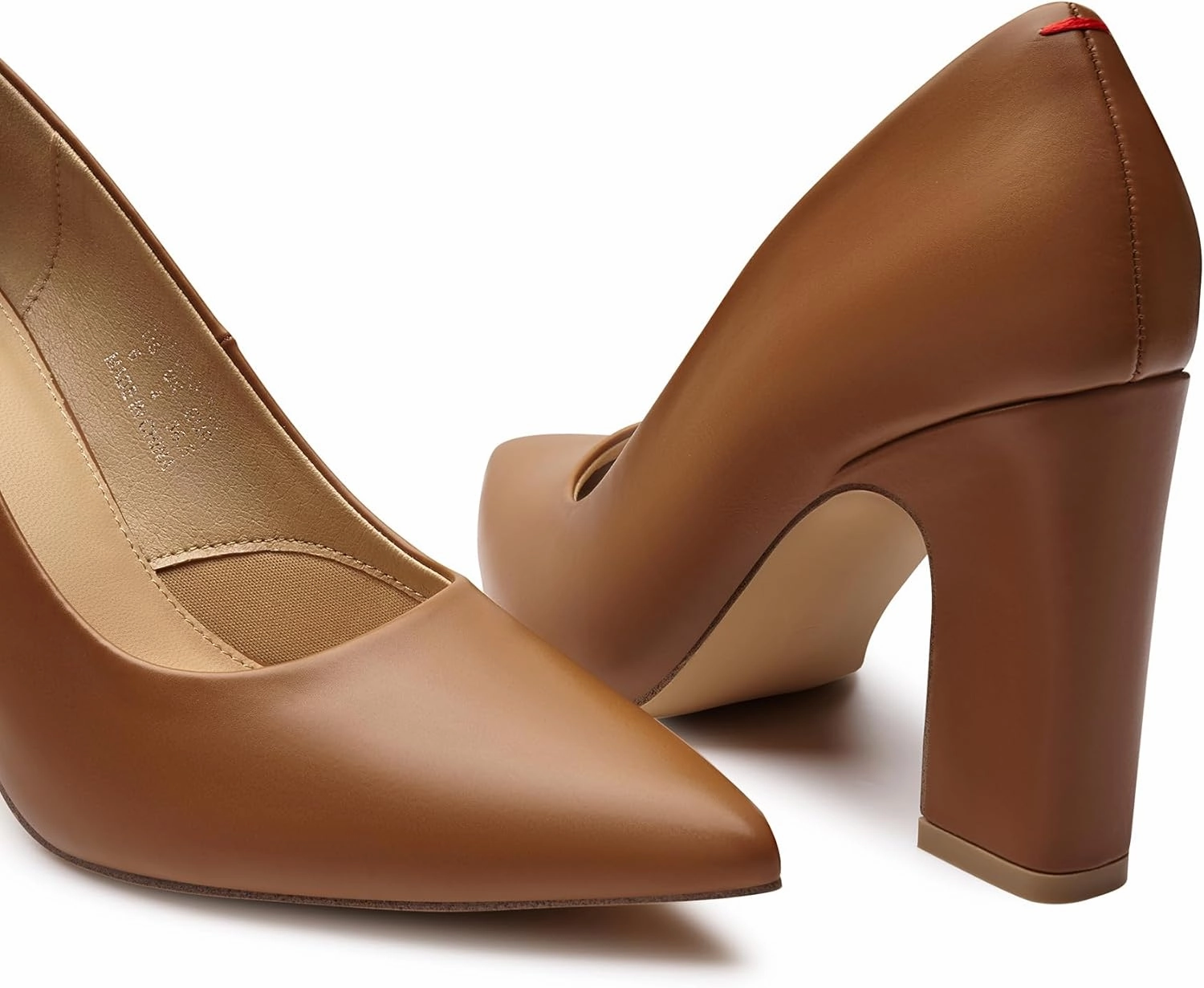 Trary Heels for Women Closed Pointed Toe Chunky Pumps Shoes Women Block High Heels Comfortable Slip-On Dress Office Party Wedding Shoes 3.54" Heel