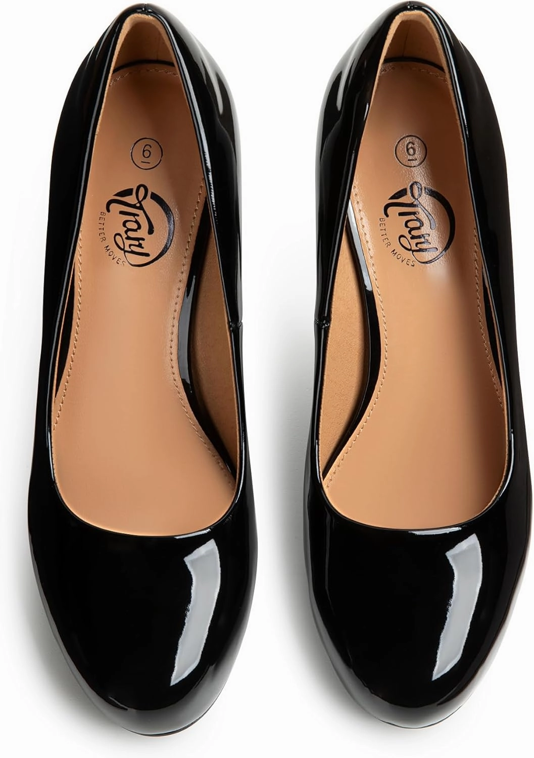 Trary Women's Heels for Women, Black Heels White Heels Brown Heels Nude Heels, Low Platform Heels, IN3.2 High Heel Closed Round Toe Pumps Dress Office Wedding Shoes for Women