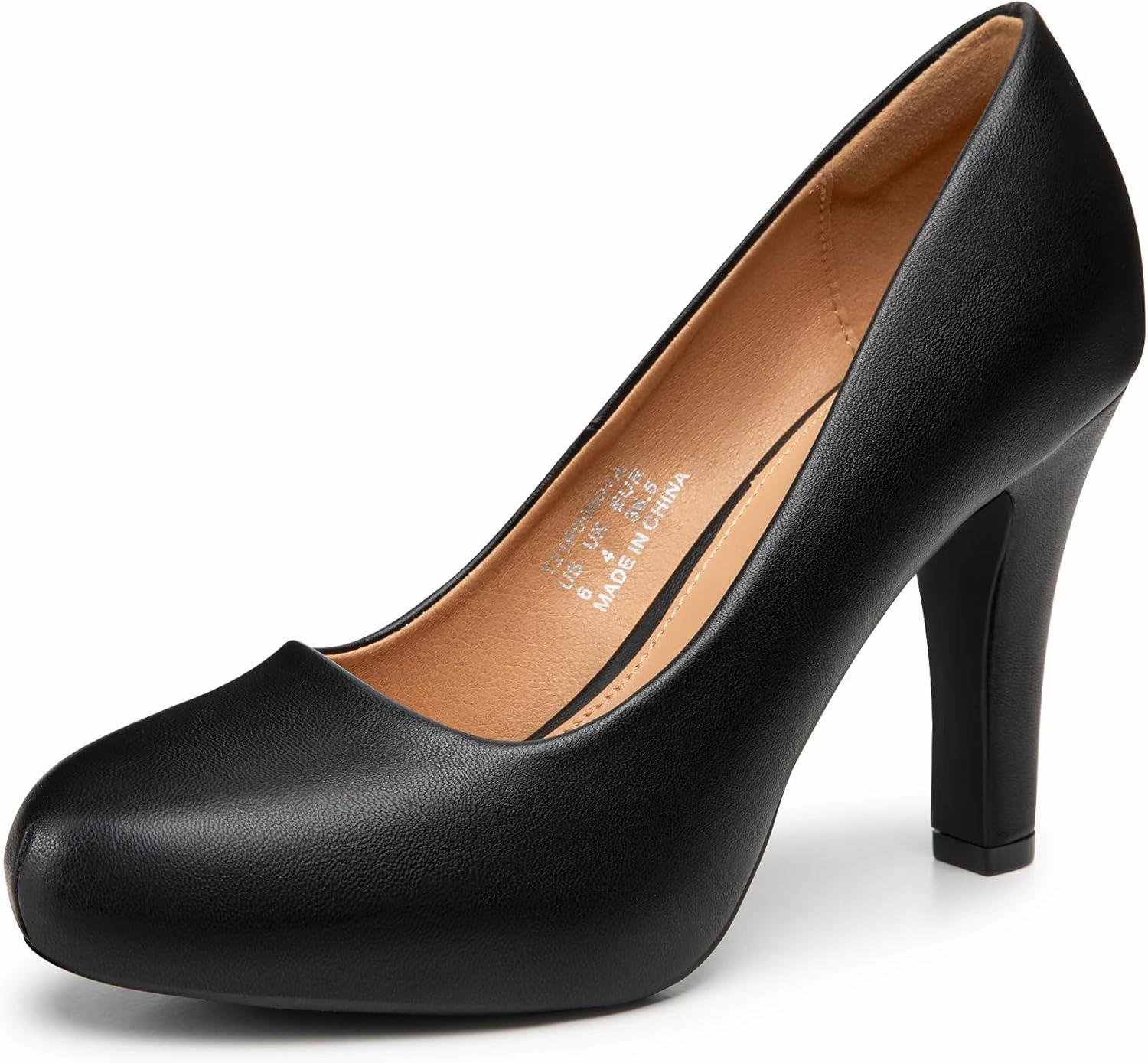 Trary Women's Heels for Women, Black Heels White Heels Brown Heels Nude Heels, Low Platform Heels, IN3.2 High Heel Closed Round Toe Pumps Dress Office Wedding Shoes for Women