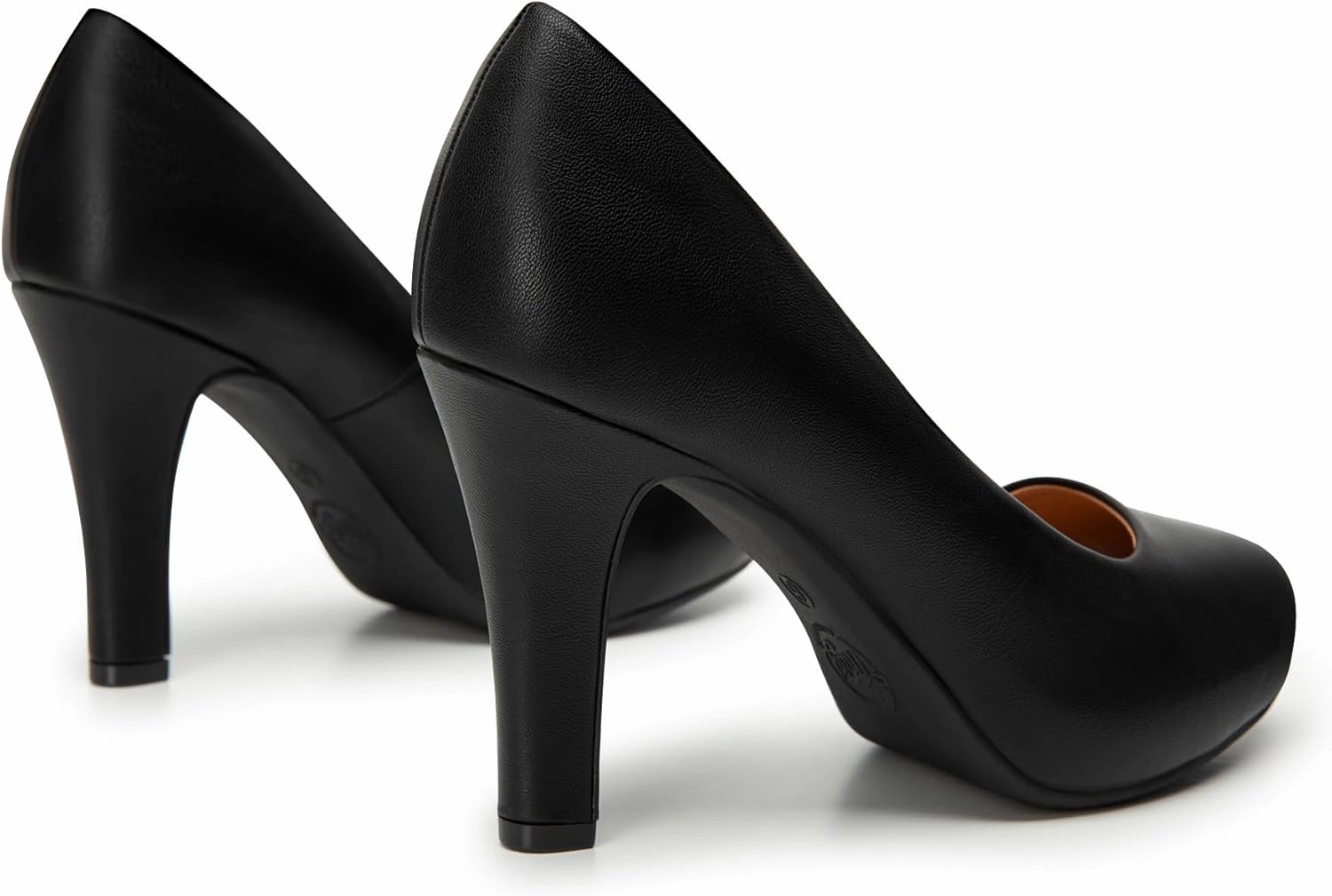 Trary Women's Heels for Women, Black Heels White Heels Brown Heels Nude Heels, Low Platform Heels, IN3.2 High Heel Closed Round Toe Pumps Dress Office Wedding Shoes for Women