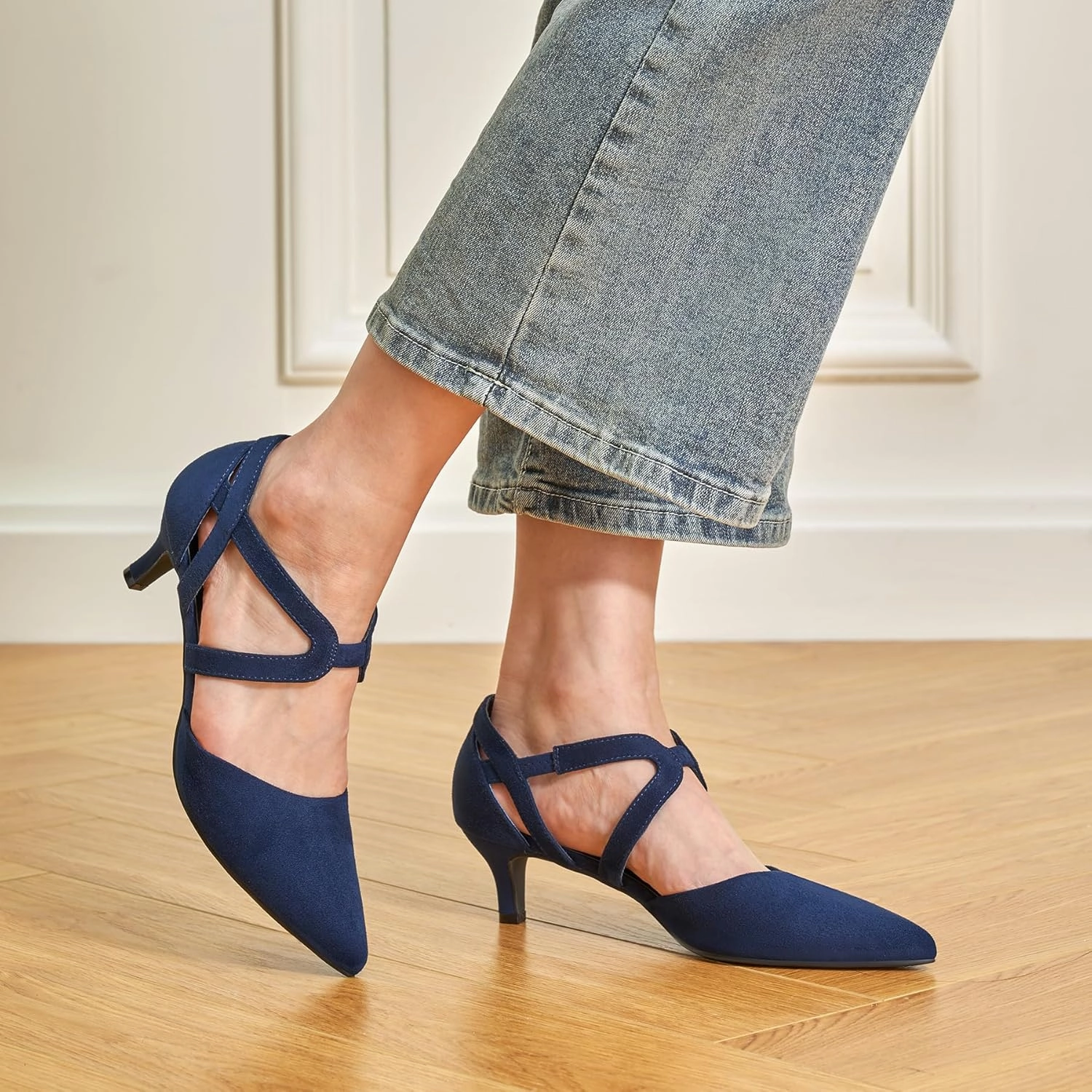 Trary Women's Low Heels Pumps Dress Pointed Toe Comfortable Work Office Pumps Shoes
