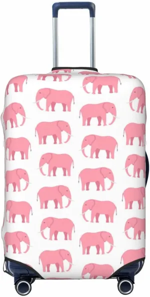 Travel Luggage Cover Suitcase Stretch Washable African Animal Pink Elephants Suitcase Protector Bag,Anti-Scratch Double-Sided Baggage Covers,Large