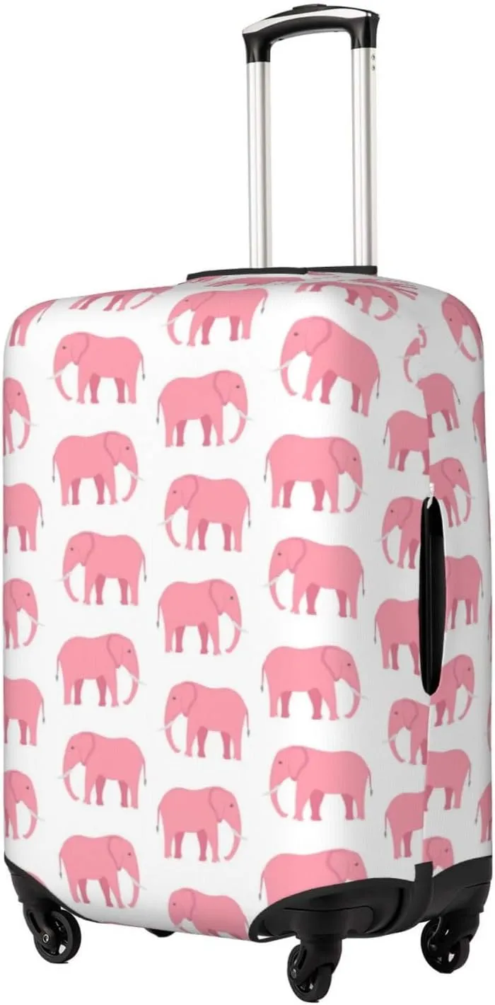 Travel Luggage Cover Suitcase Stretch Washable African Animal Pink Elephants Suitcase Protector Bag,Anti-Scratch Double-Sided Baggage Covers,Large