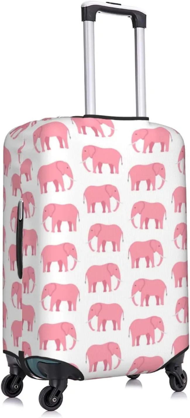 Travel Luggage Cover Suitcase Stretch Washable African Animal Pink Elephants Suitcase Protector Bag,Anti-Scratch Double-Sided Baggage Covers,Large