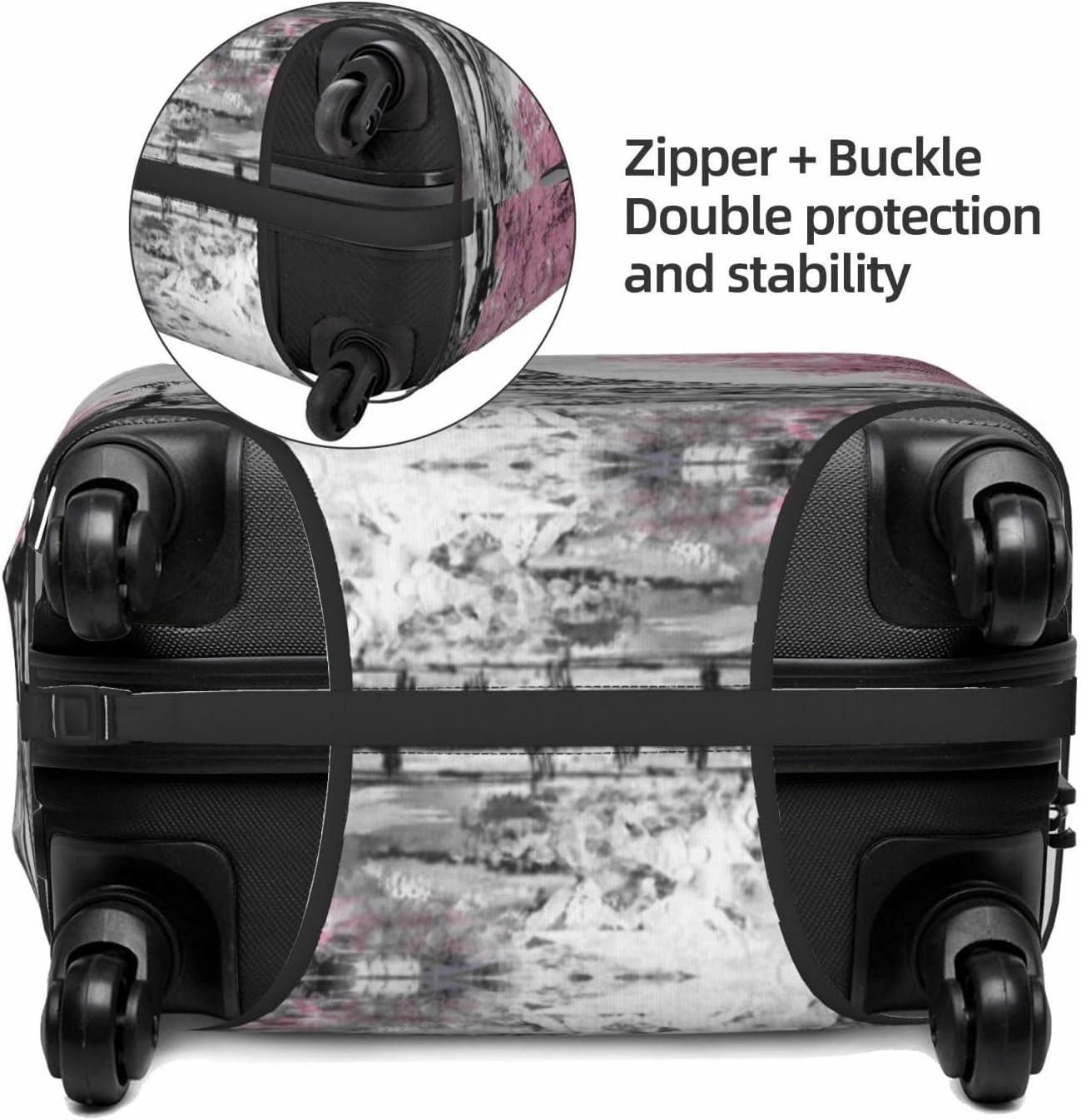 Travel Luggage Cover Suitcase Stretch Washable Pink Paris Tower Suitcase Protector Bag,Spandex Double-Sided Baggage Covers,X-Large