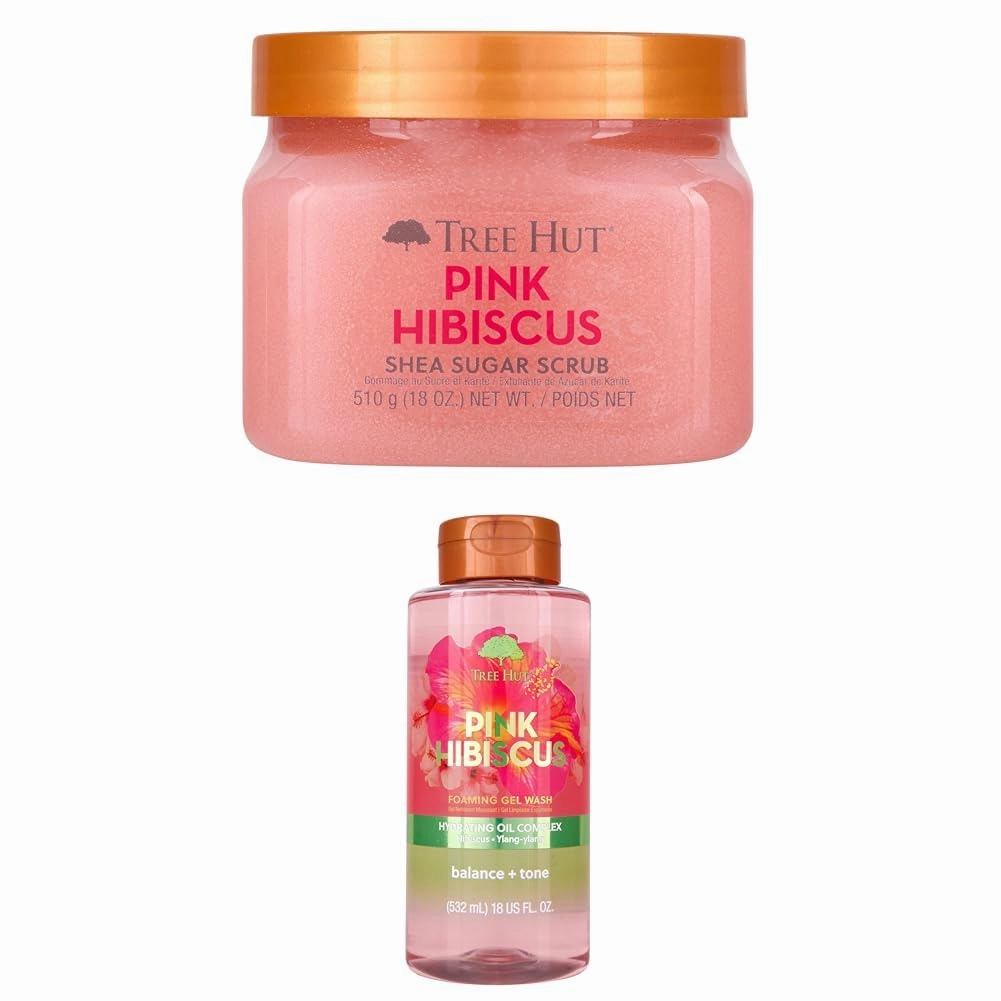 Tree Hut Pink Hibiscus Scrub & Gel Wash Bundle