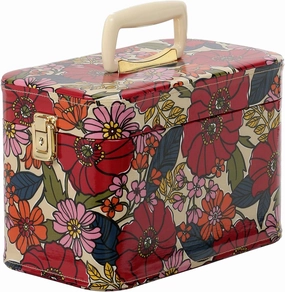 Tren Case, 11.8 inches (30 cm), Colorful Flower Pattern, Includes Mirror, Cosmetic Box, Large Capacity, Storage Box, Cosmetics, Storage, Flower Pattern, Mirror Included, white (off-white)