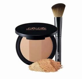 Triple Shading & Brush Set 9.5g, Facial Contouring Natural Powder Smooth Expression ((#Light Beige #Dark Beige #Brown)