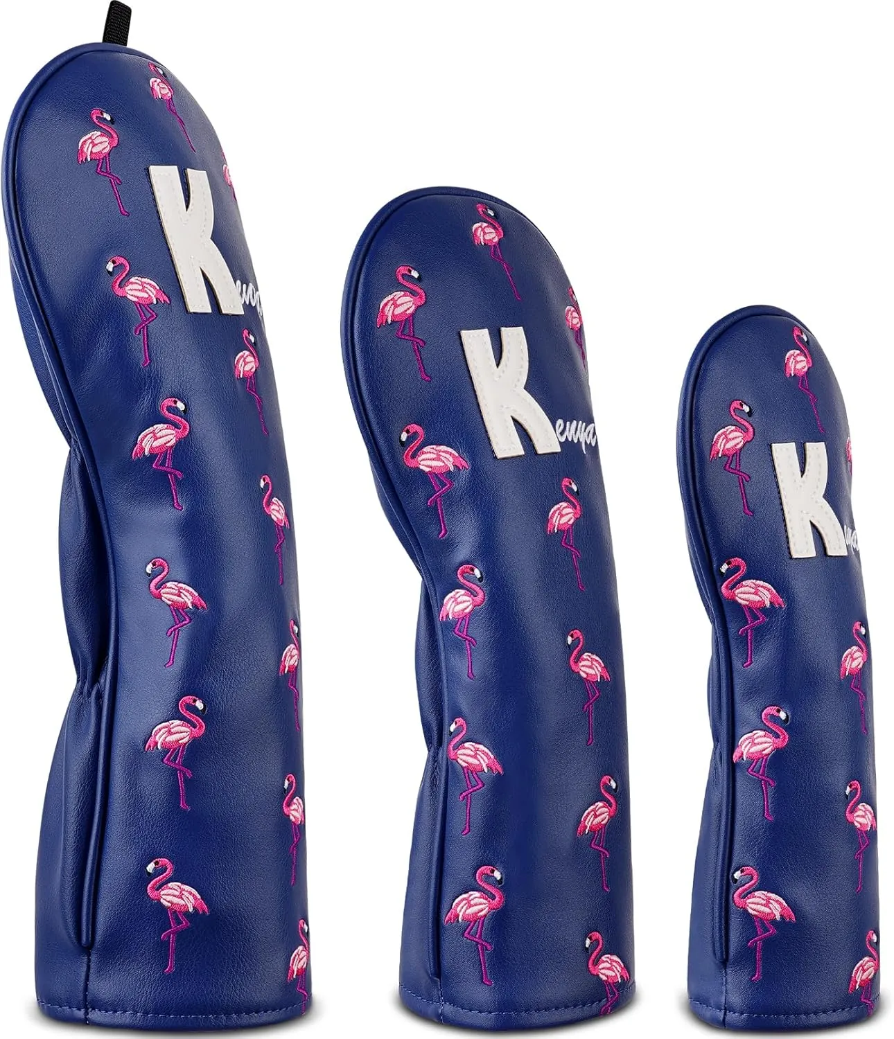 Tropical Flamingo Golf Head Covers - Stylish, Funny, Tour Quality Golf Club Cover - Premium Embroider Synthetic Leather Golf Headcover Blue/Pink